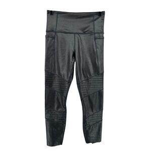 Athleta Inclination Moto Tight Leggings Metallic Black High Rise 512070 XS